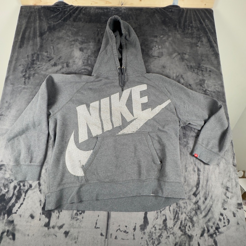 Nike Hoodie Mens 3XL Gray Big Logo Pullover Sweatshirt 620598-071